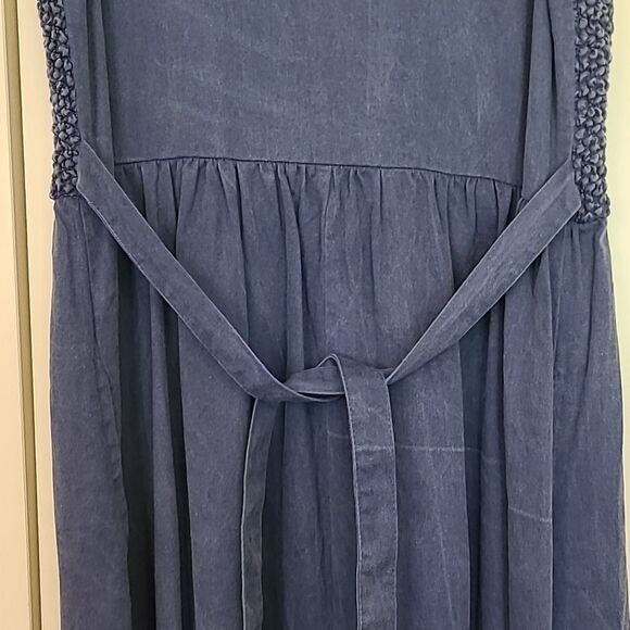 Vintage D. Frank 2 PC Sleeveless Denim  Tie Back Maxi Dress with Jacket Size 10 - Picture 14 of 16